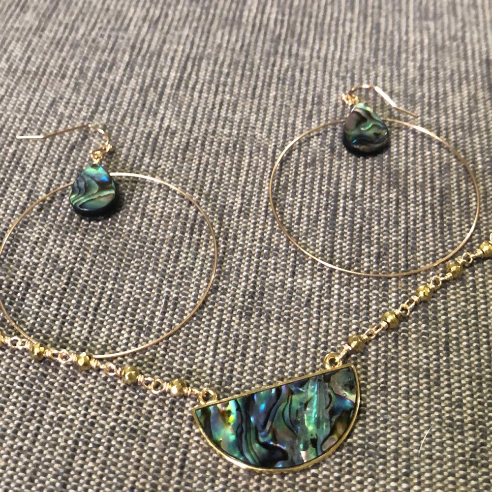 Barse genuine stone earrings and necklace